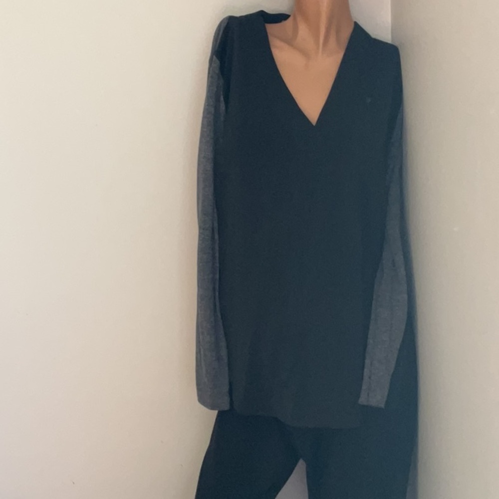 LOFT Mixed Media Long-sleeve Blouse